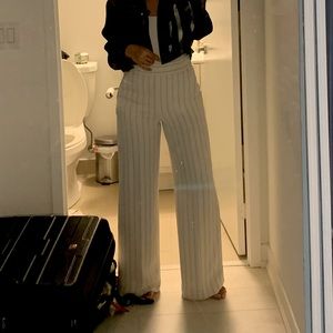 Pinstripe wide leg trousers